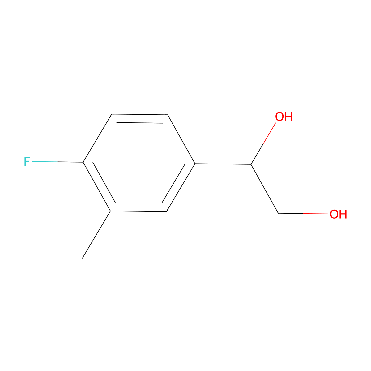 1-(4-Fluoro-3-methylphenyl)ethane-1,2-diol molecular structure, CAS 1368700-55-3