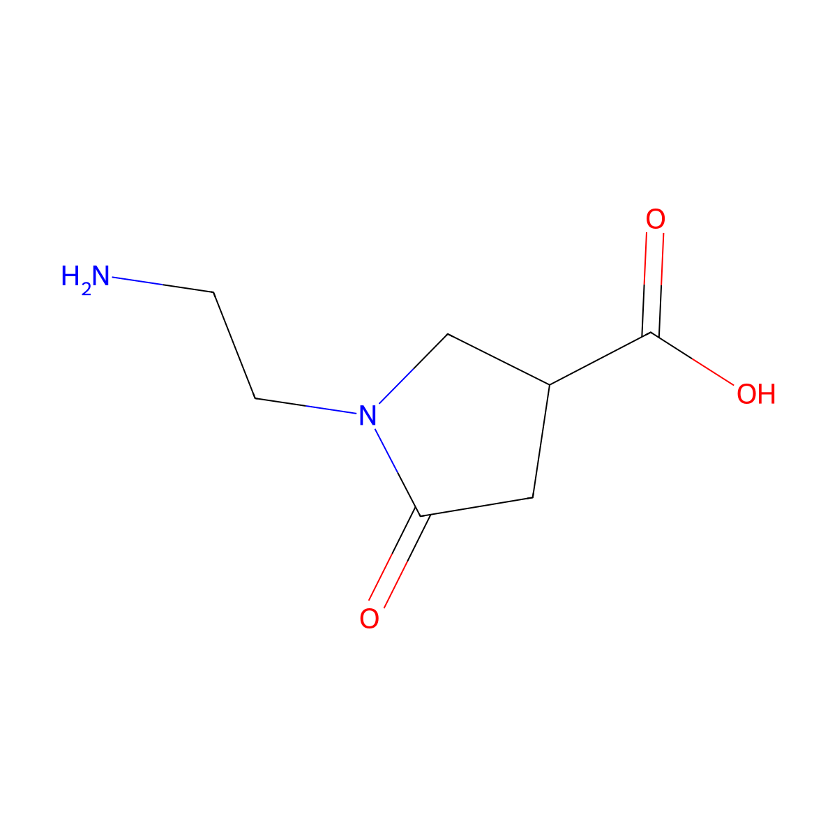1-(2-Aminoethyl)-5-oxopyrrolidine-3-carboxylic acid molecular structure, CAS 1368702-32-2