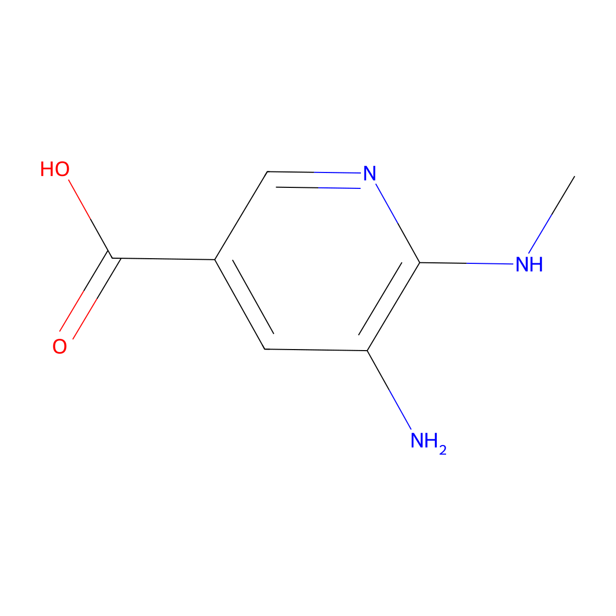 5-Amino-6-(methylamino)pyridine-3-carboxylic acid molecular structure, CAS 1368710-95-5