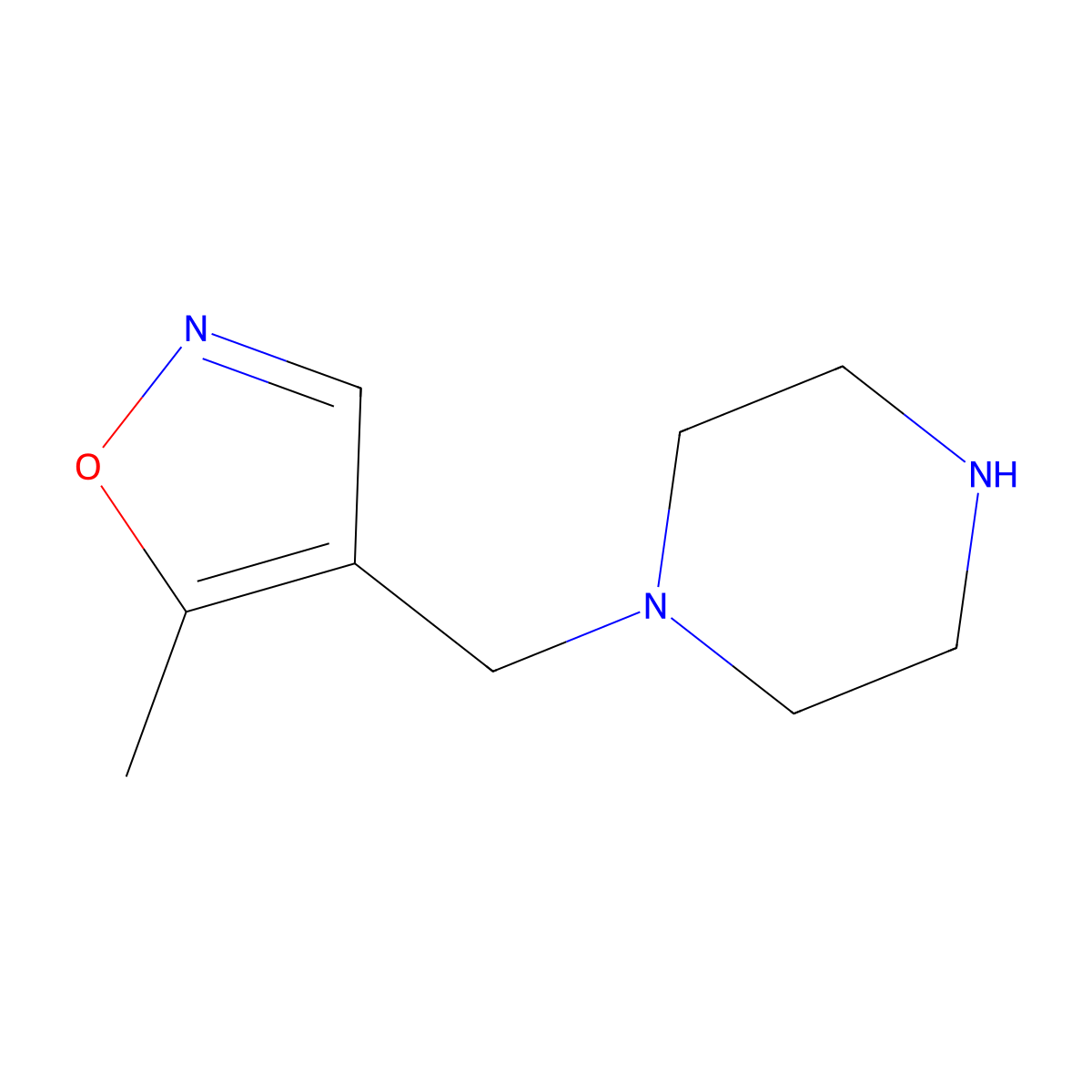 5-Methyl-4-(piperazin-1-ylmethyl)isoxazole molecular structure, CAS 1368713-95-4