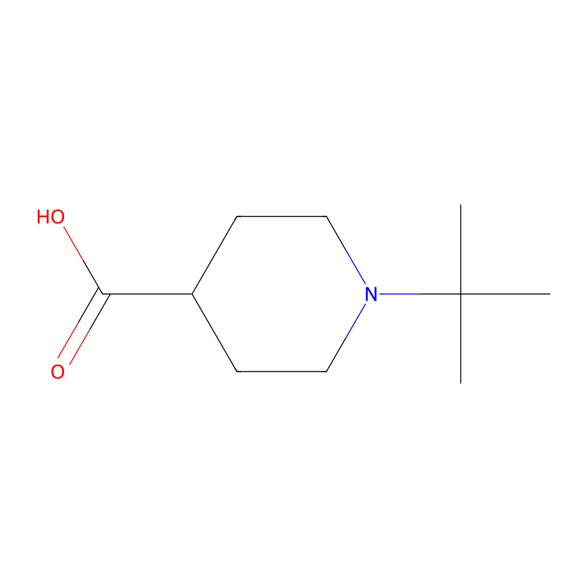 1-(tert-Butyl)piperidine-4-carboxylic acid molecular structure, CAS 1368718-18-6