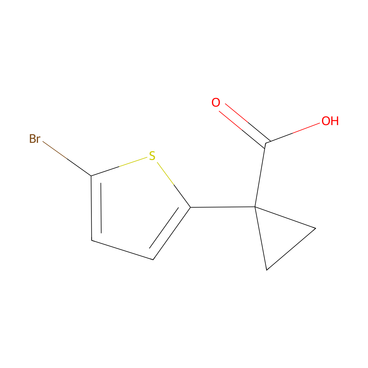 1-(5-Bromothiophen-2-yl)cyclopropane-1-carboxylic acid molecular structure, CAS 1368719-33-8
