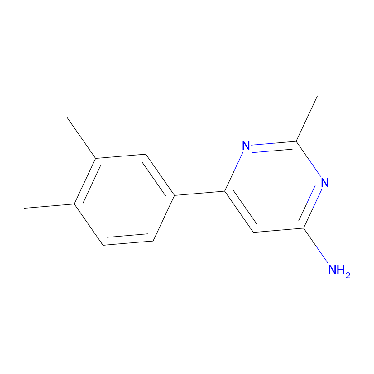 6-(3,4-Dimethylphenyl)-2-methylpyrimidin-4-amine molecular structure, CAS 1368723-94-7