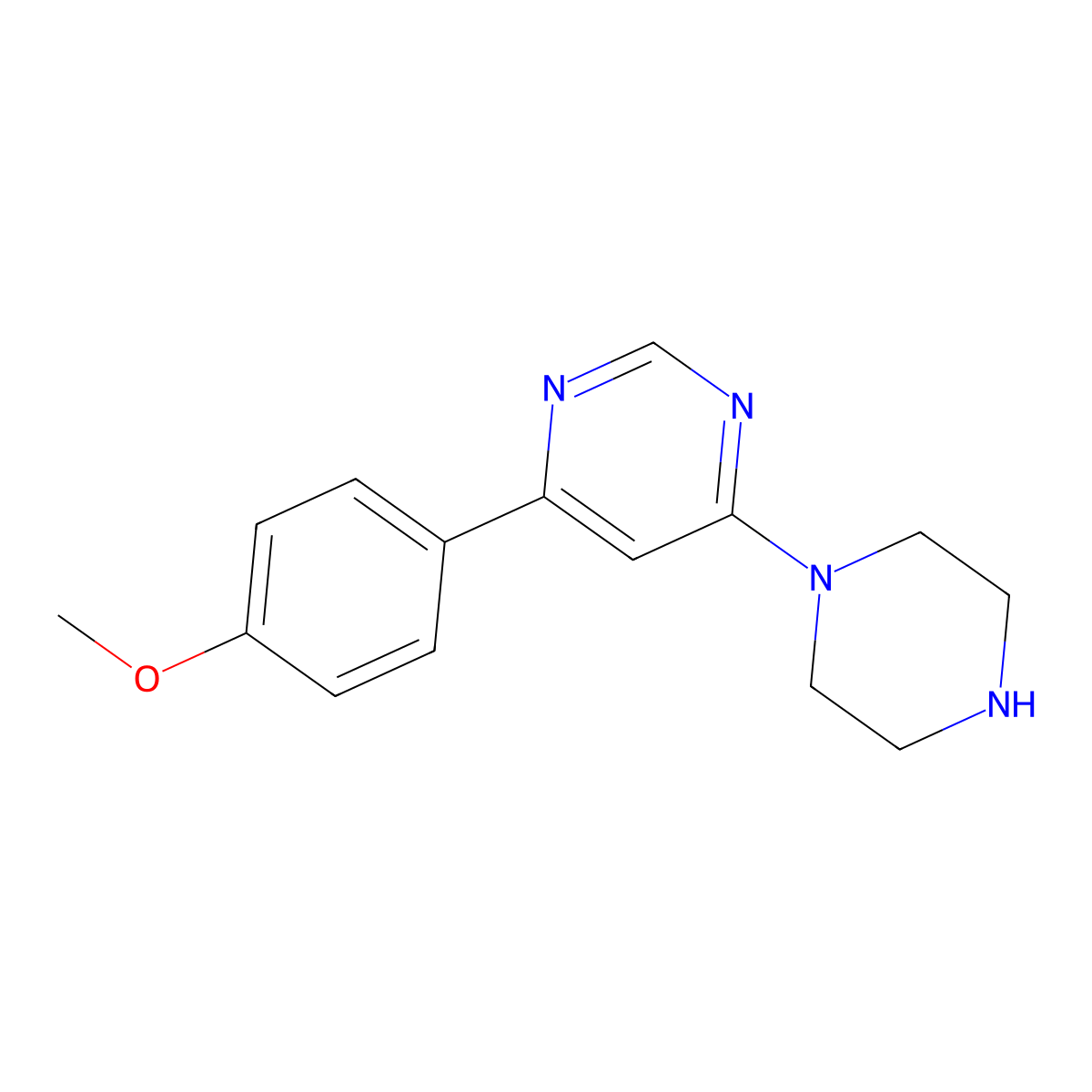 4-(4-Methoxyphenyl)-6-(piperazin-1-yl)pyrimidine molecular structure, CAS 1368729-14-9