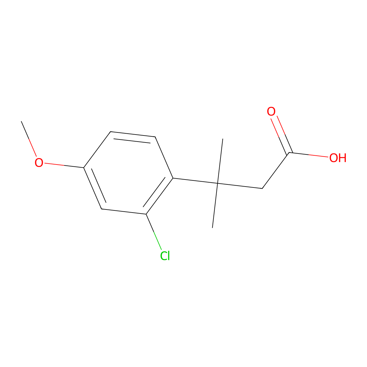 3-(2-Chloro-4-methoxyphenyl)-3-methylbutanoic acid molecular structure, CAS 1368732-76-6