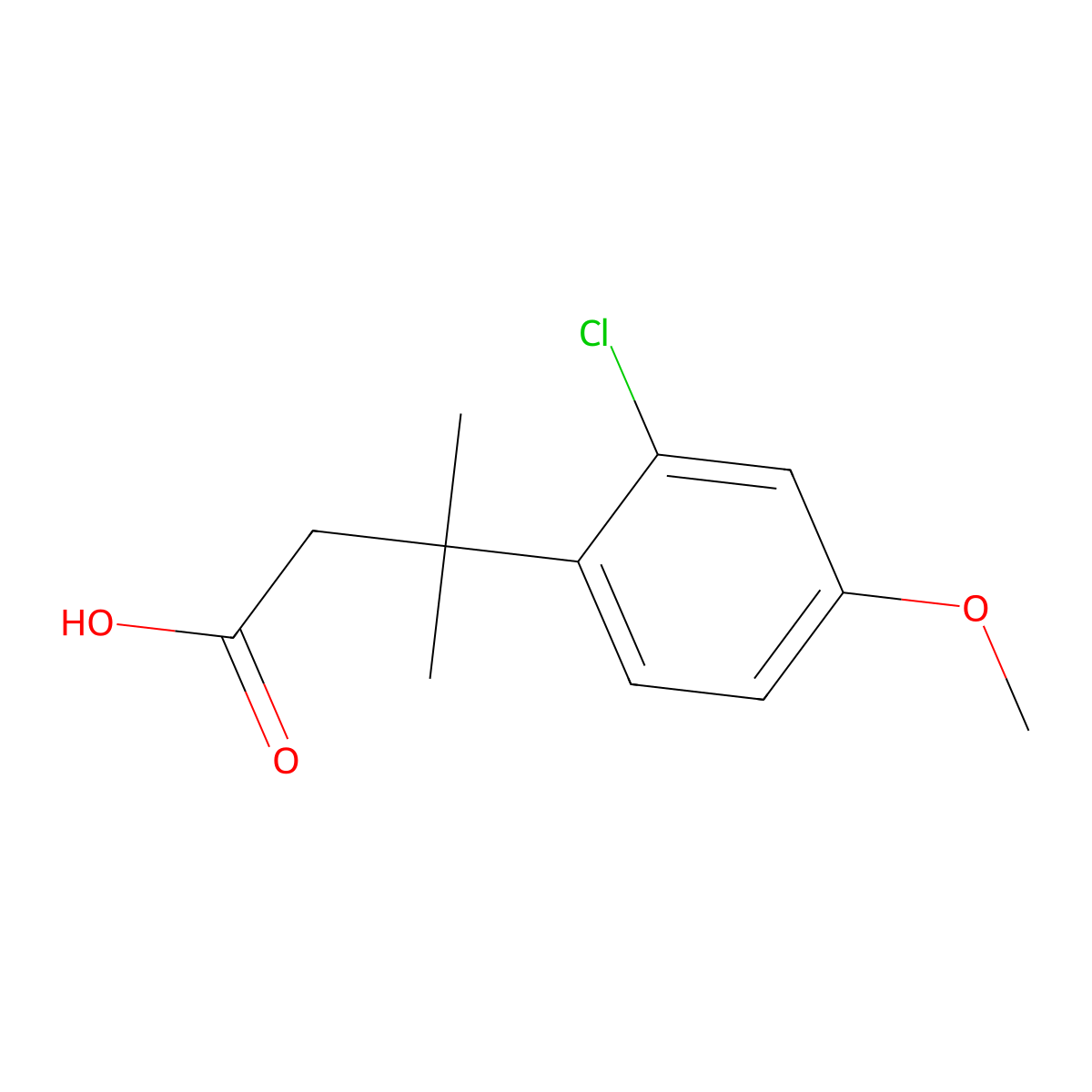 3-(2-Chloro-4-methoxyphenyl)-3-methylbutanoic acid molecular structure, CAS 1368732-76-6