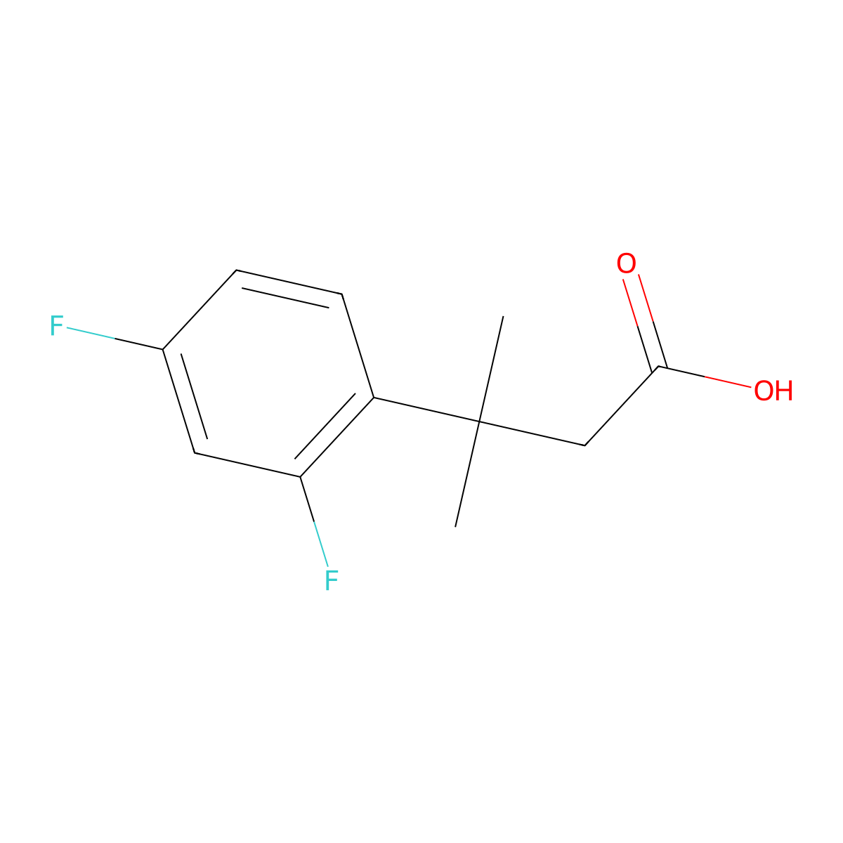 3-(2,4-Difluorophenyl)-3-methylbutanoic acid molecular structure, CAS 1368736-46-2