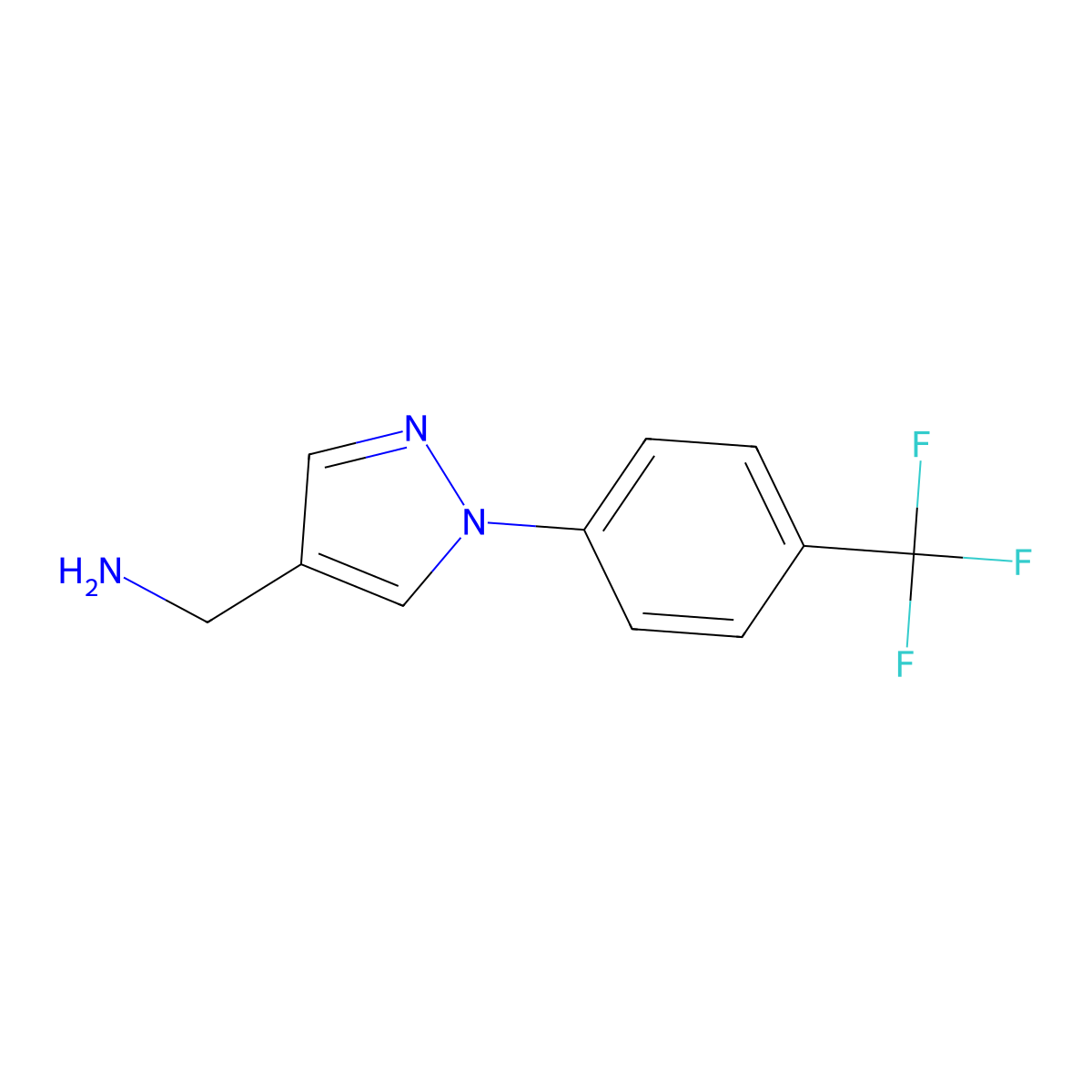 {1-[4-(trifluoromethyl)phenyl]-1H-pyrazol-4-yl}methanamine molecular structure, CAS 1368746-46-6