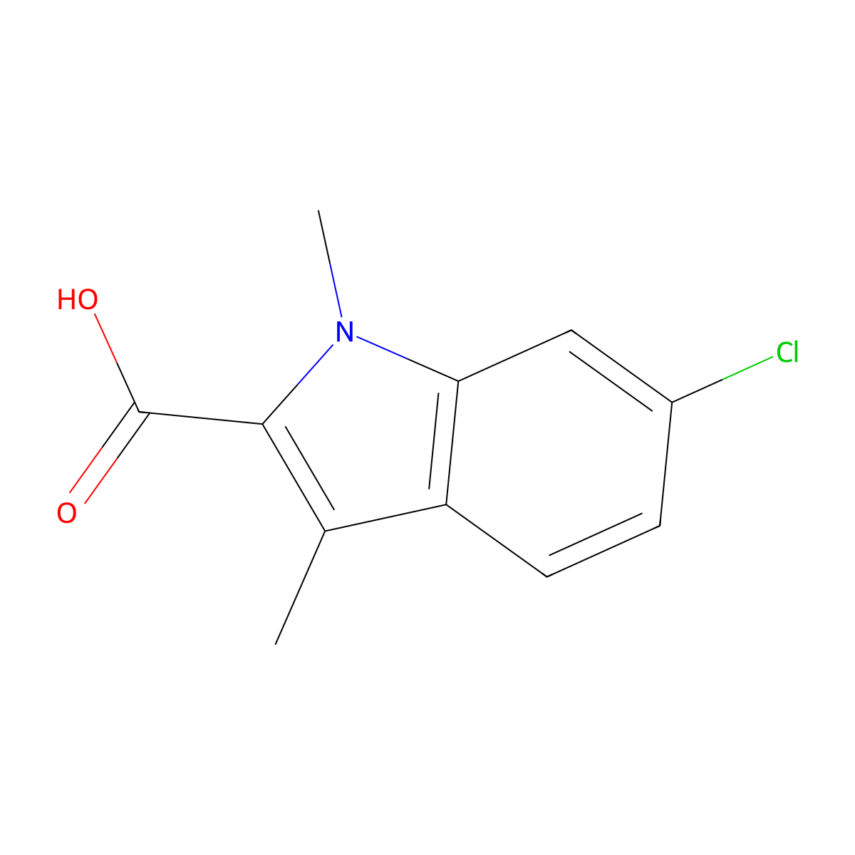 6-chloro-1,3-dimethyl-1H-indole-2-carboxylic acid molecular structure, CAS 1368746-48-8