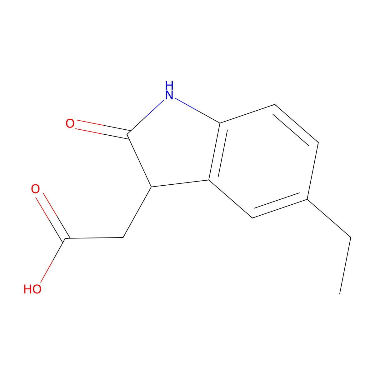 2-(5-ethyl-2-oxo-2,3-dihydro-1H-indol-3-yl)acetic acid molecular structure, CAS 1368756-90-4