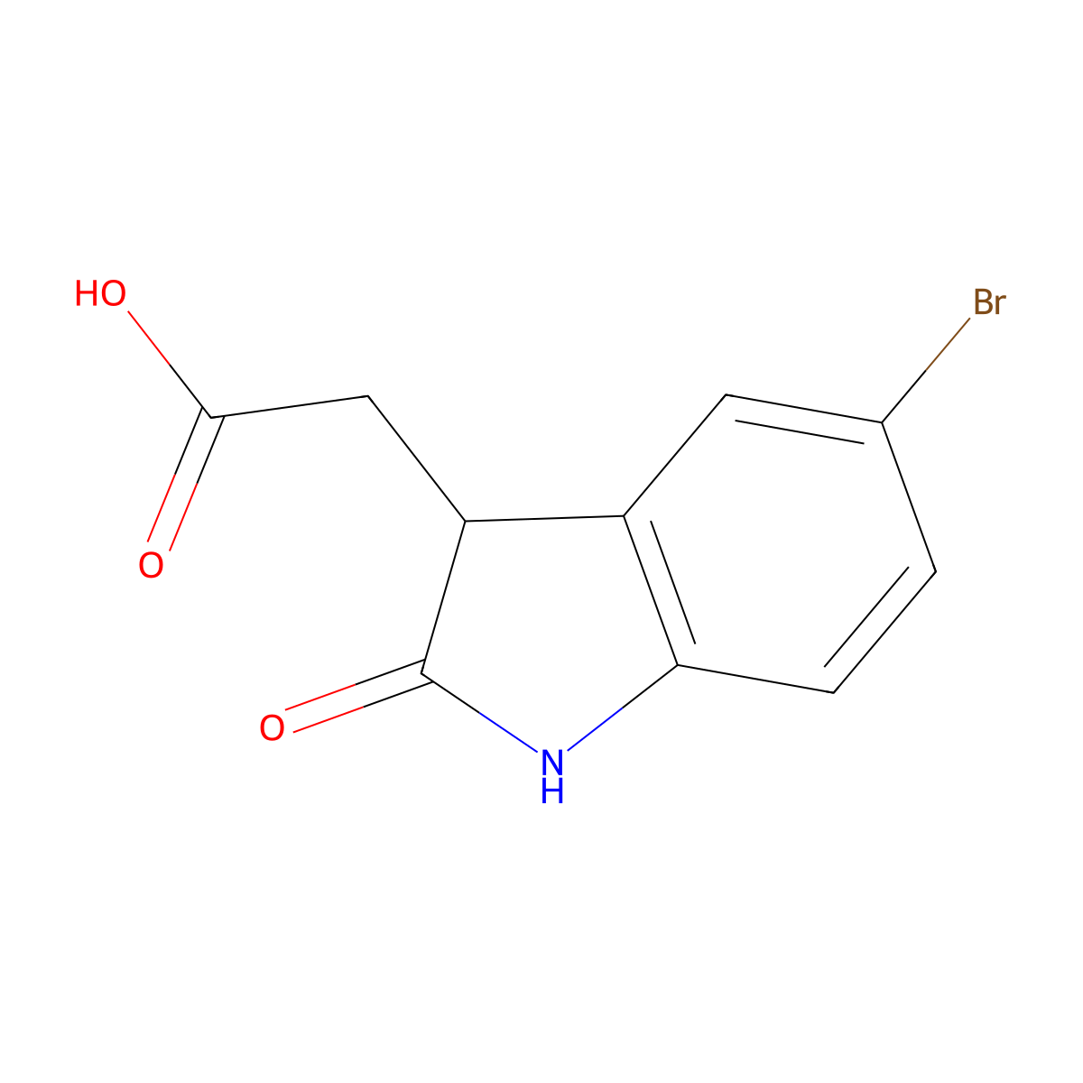 2-(5-bromo-2-oxo-2,3-dihydro-1H-indol-3-yl)acetic acid molecular structure, CAS 1368757-01-0