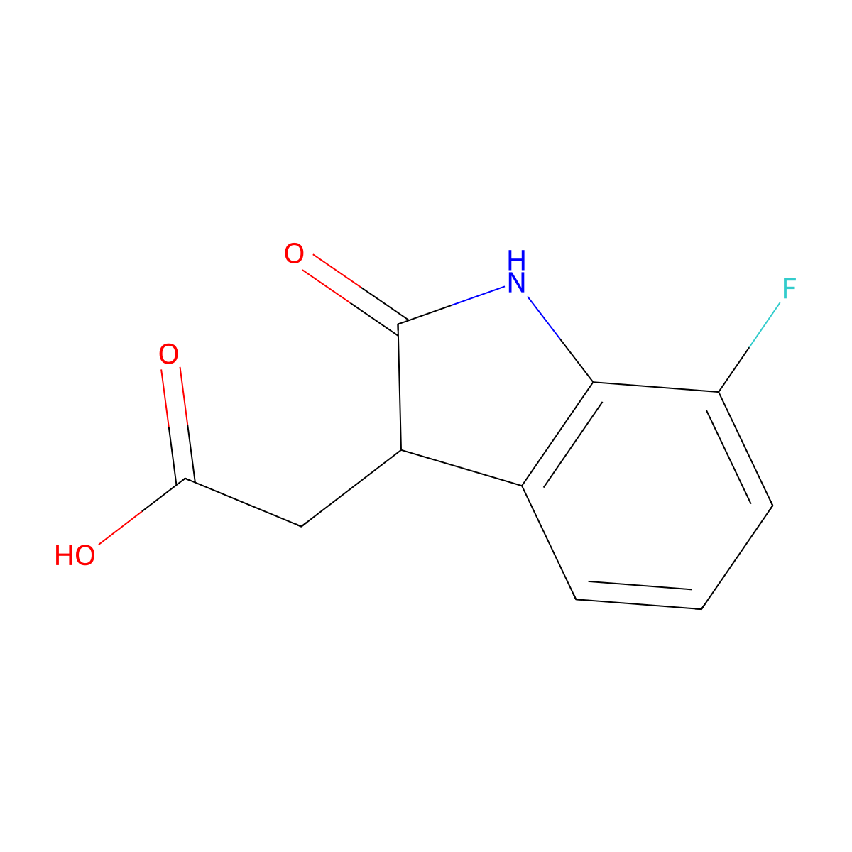 2-(7-fluoro-2-oxo-2,3-dihydro-1H-indol-3-yl)acetic acid molecular structure, CAS 1368757-12-3