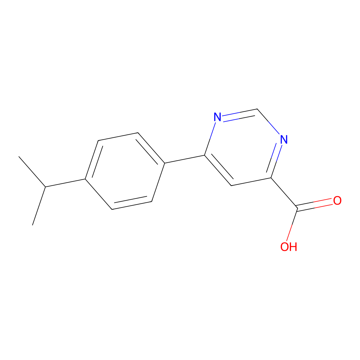 6-[4-(Propan-2-yl)phenyl]pyrimidine-4-carboxylic acid molecular structure, CAS 1368757-35-0