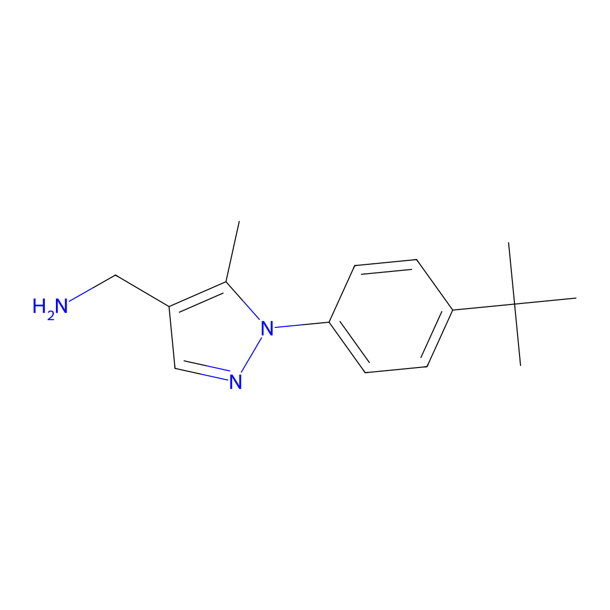 [1-(4-tert-butylphenyl)-5-methyl-1H-pyrazol-4-yl]methanamine molecular structure, CAS 1368759-11-8