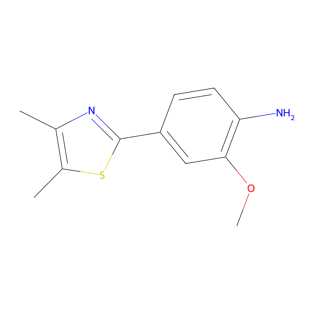 4-(4,5-Dimethyl-2-thiazolyl)-2-methoxybenzenamine molecular structure, CAS 1368761-16-3