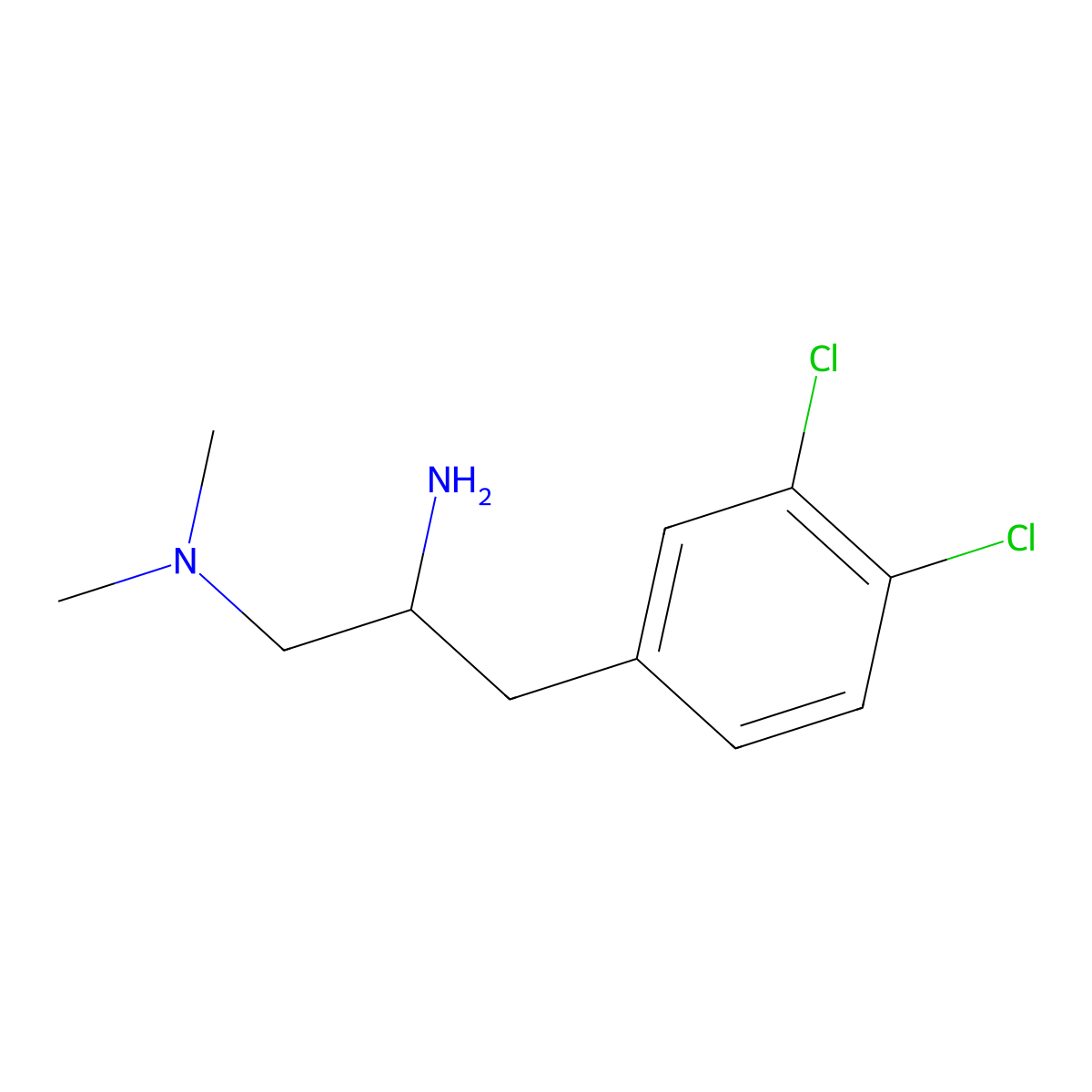 (2-Amino-3-(3,4-dichlorophenyl)propyl)dimethylamine molecular structure, CAS 1368768-23-3