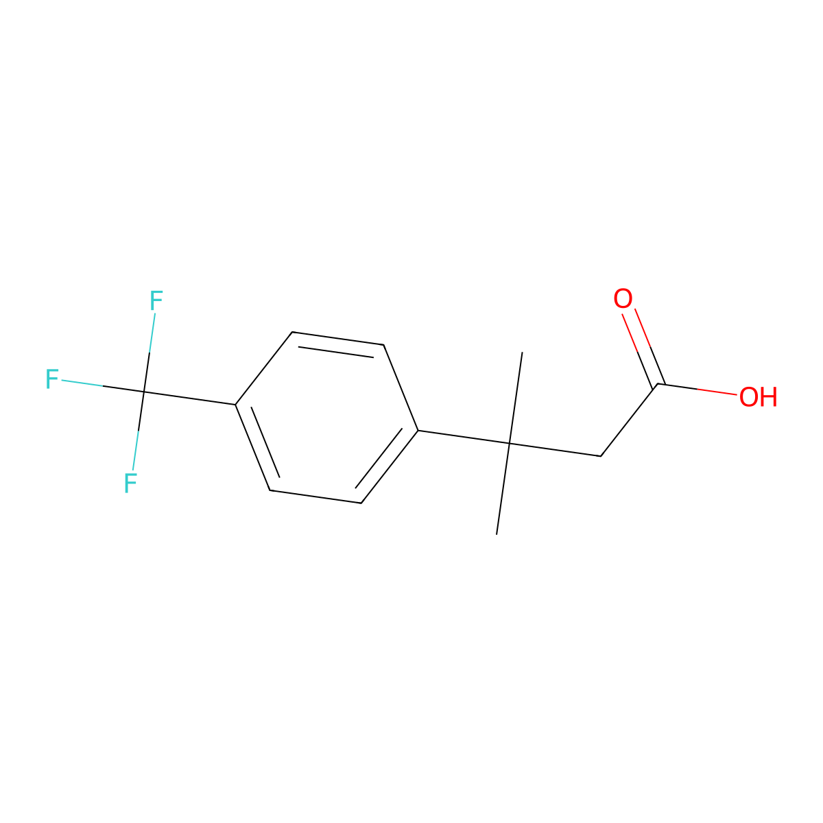 3-Methyl-3-[4-(trifluoromethyl)phenyl]butanoic acid molecular structure, CAS 1368768-62-0