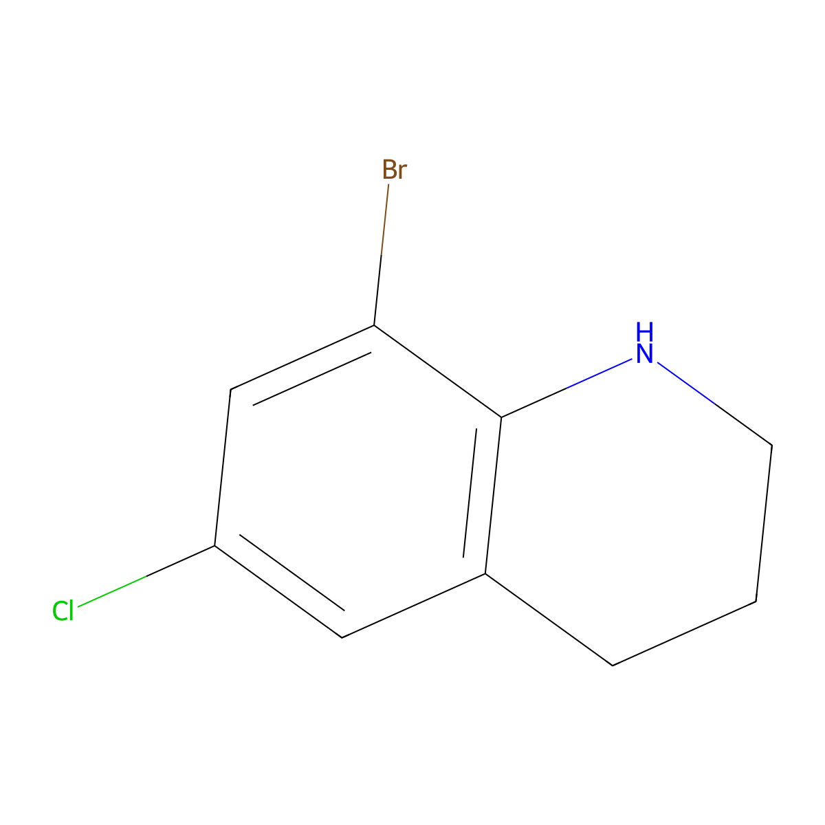 8-Bromo-6-chloro-1,2,3,4-tetrahydroquinoline molecular structure, CAS 1368780-82-8