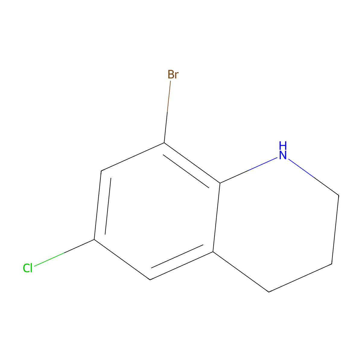 8-Bromo-6-chloro-1,2,3,4-tetrahydroquinoline molecular structure, CAS 1368780-82-8