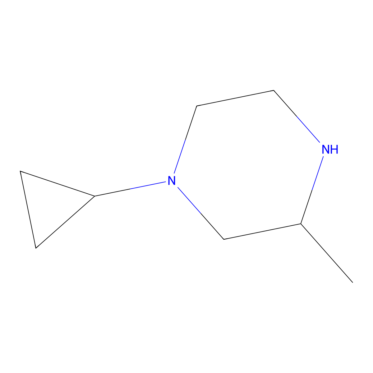 1-Cyclopropyl-3-methylpiperazine molecular structure, CAS 1368784-60-4