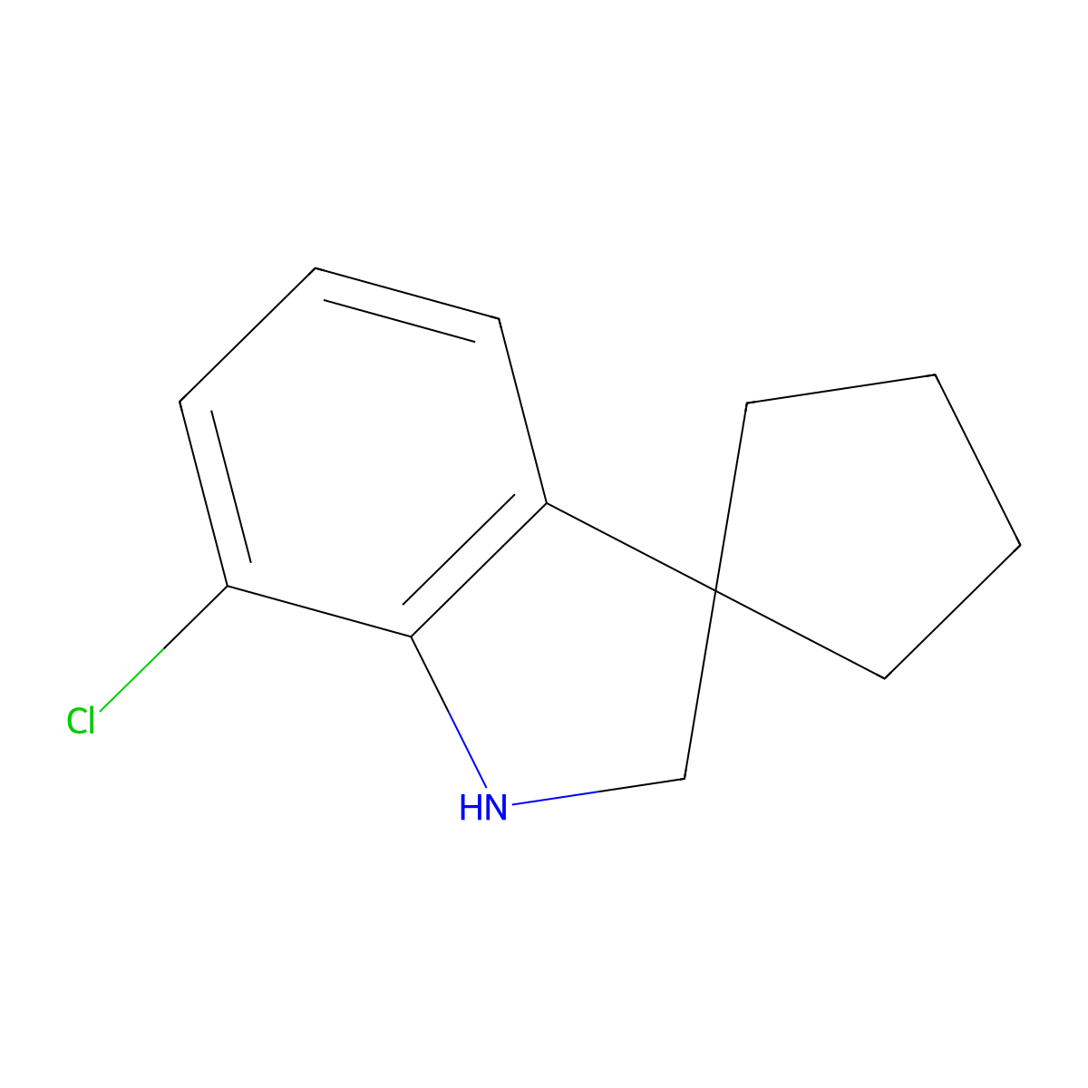 7'-Chloro-1',2'-dihydrospiro[cyclopentane-1,3'-indole] molecular structure, CAS 1368793-97-8
