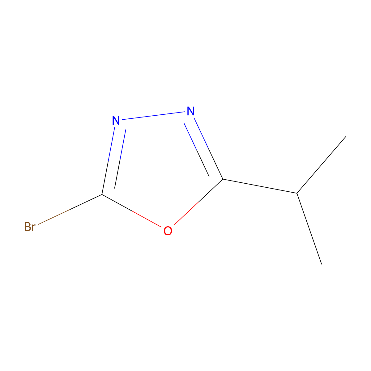 2-Bromo-5-(propan-2-yl)-1,3,4-oxadiazole molecular structure, CAS 1368797-26-5