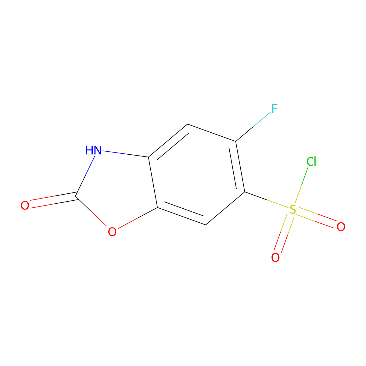 5-Fluoro-2-oxo-2,3-dihydro-1,3-benzoxazole-6-sulfonyl chloride molecular structure, CAS 1368799-14-7