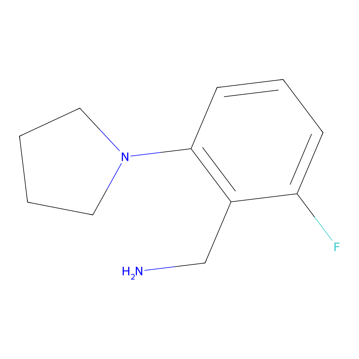 [2-Fluoro-6-(pyrrolidin-1-yl)phenyl]methanamine molecular structure, CAS 1368808-39-2