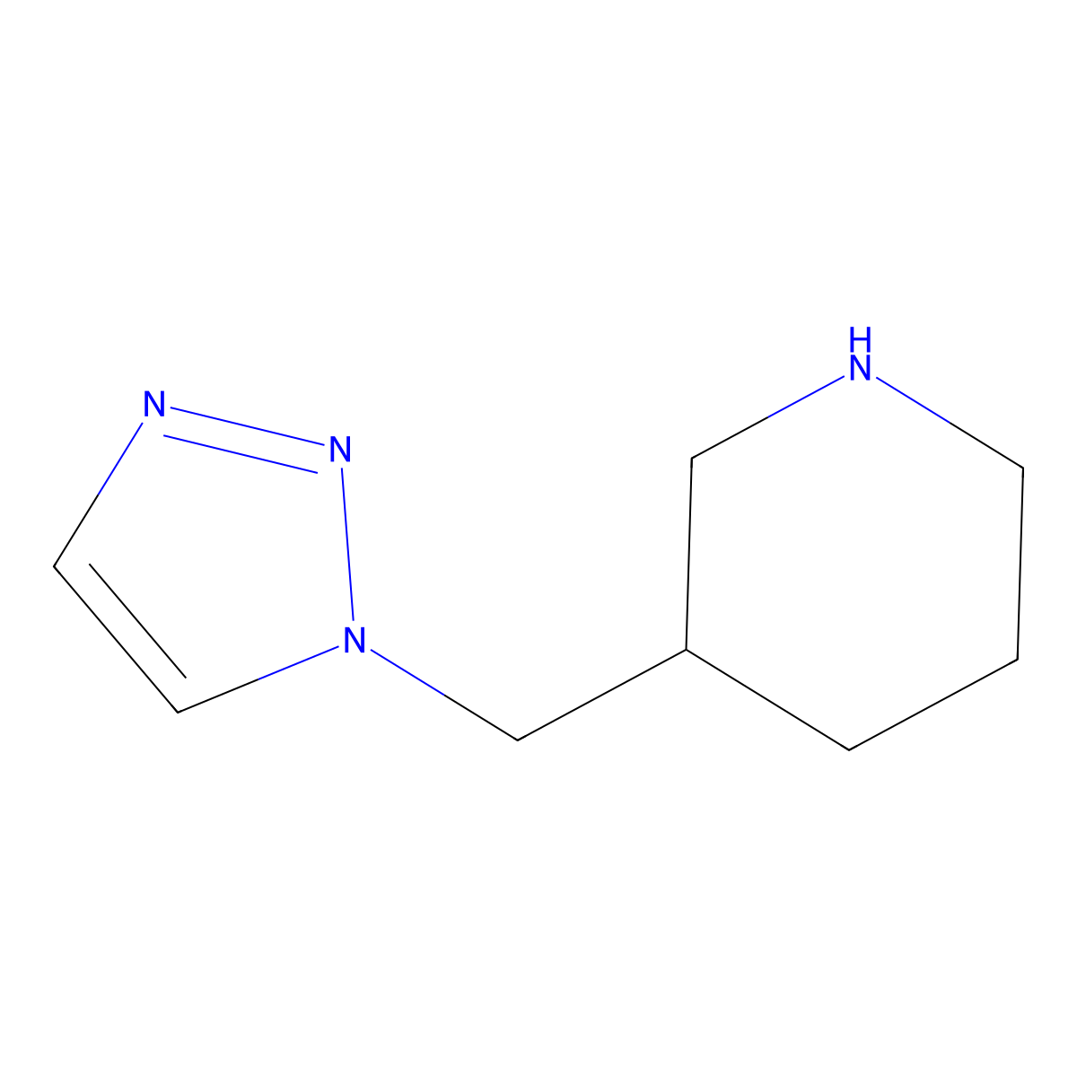 3-(1H-1,2,3-triazol-1-ylmethyl)piperidine molecular structure, CAS 1368812-48-9