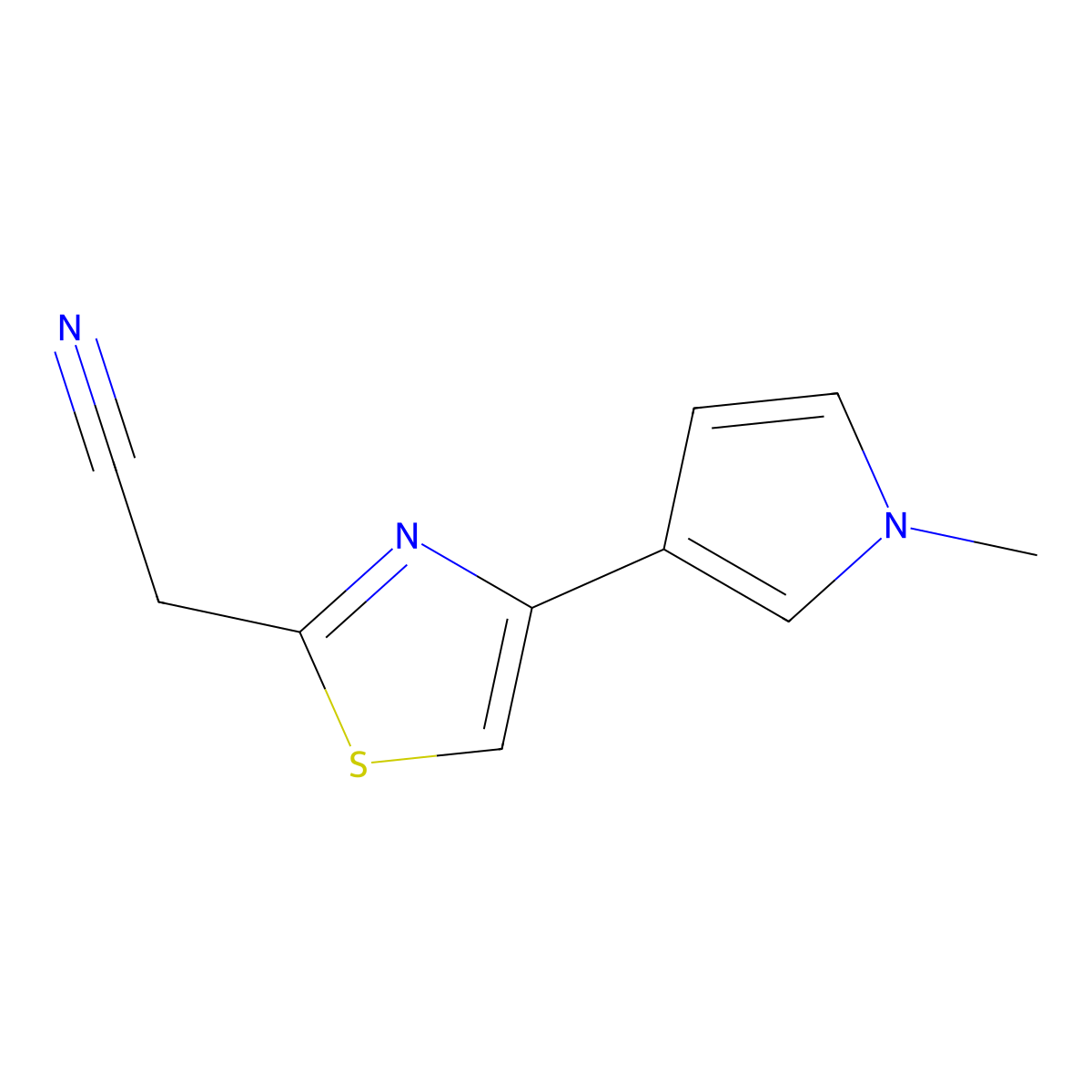 2-[4-(1-methyl-1H-pyrrol-3-yl)-1,3-thiazol-2-yl]acetonitrile molecular structure, CAS 1368818-21-6