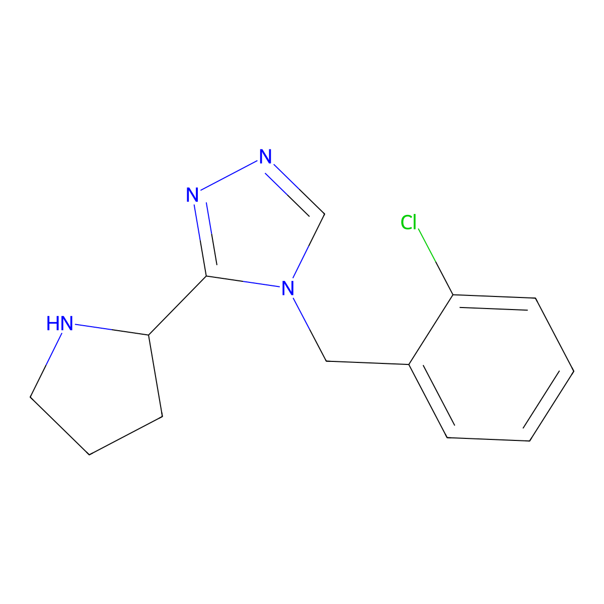 4-[(2-Chlorophenyl)methyl]-3-pyrrolidin-2-yl-1,2,4-triazole molecular structure, CAS 1368821-87-7