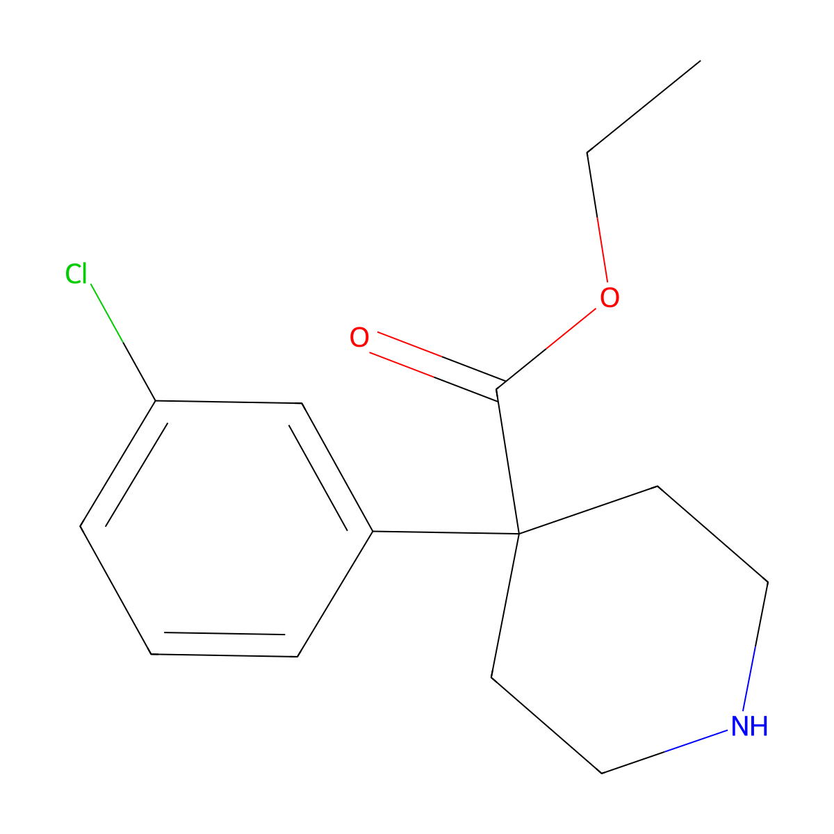 Ethyl 4-(3-chlorophenyl)piperidine-4-carboxylate molecular structure, CAS 1368823-81-7