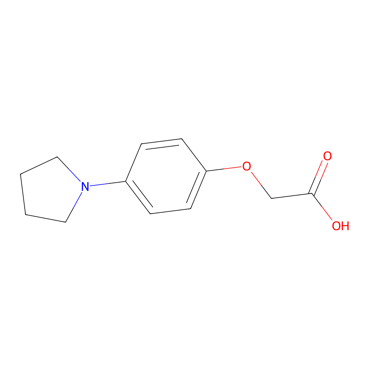 2-(4-(Pyrrolidin-1-yl)phenoxy)acetic acid molecular structure, CAS 1368826-62-3