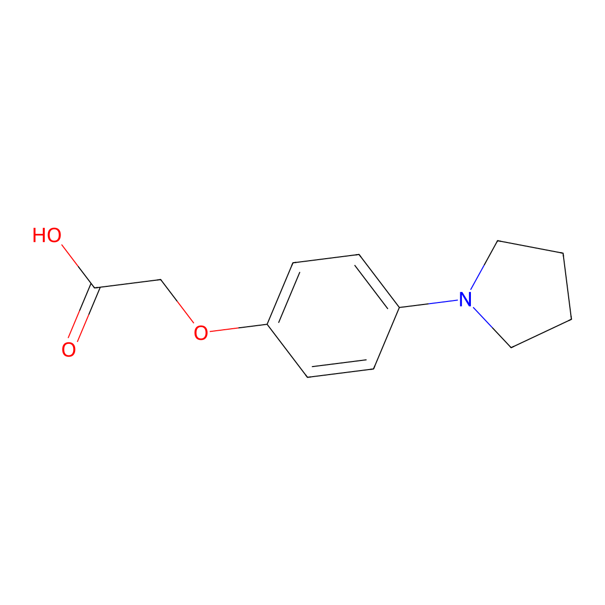 2-(4-(Pyrrolidin-1-yl)phenoxy)acetic acid molecular structure, CAS 1368826-62-3