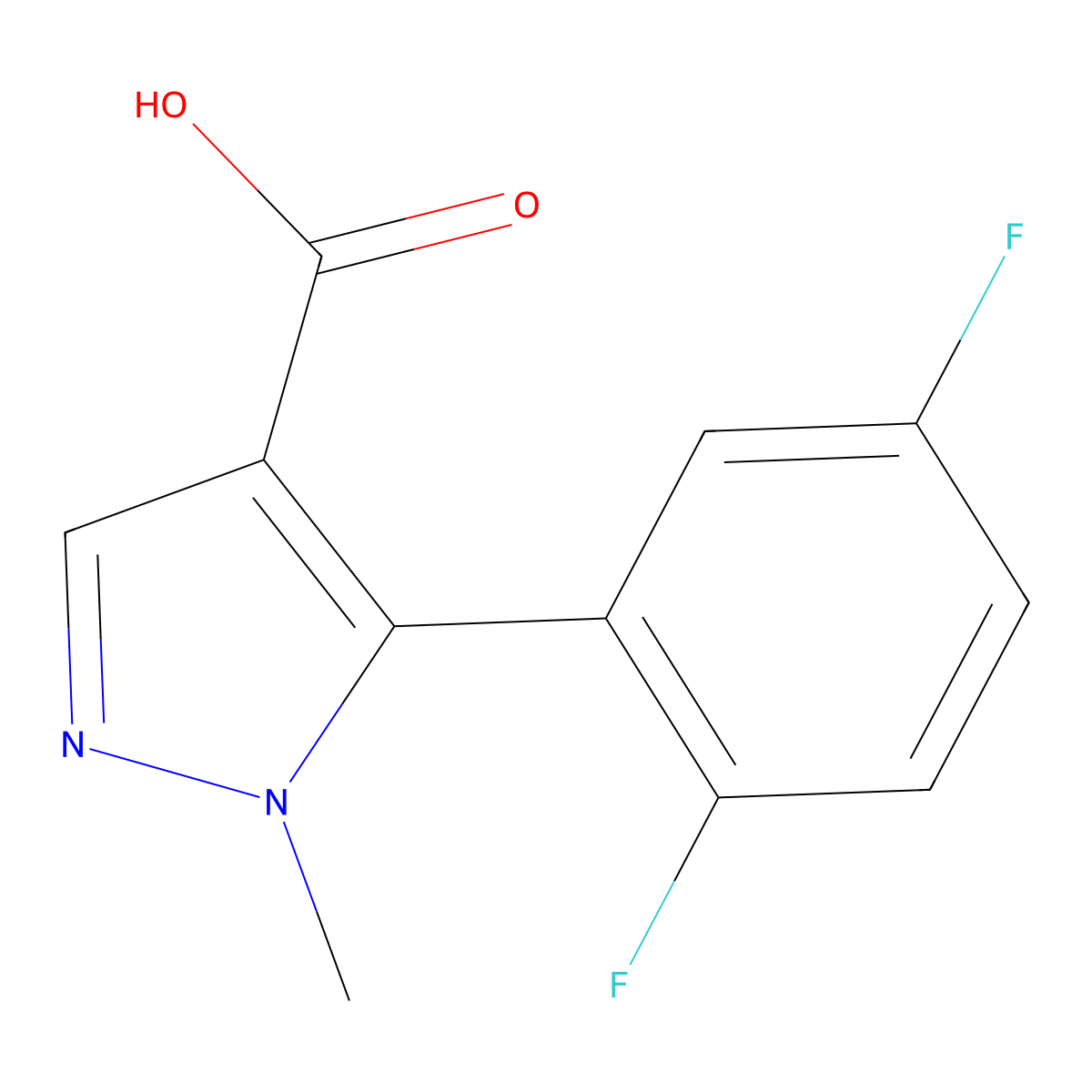 5-(2,5-difluorophenyl)-1-methyl-1H-pyrazole-4-carboxylic acid molecular structure, CAS 1368827-95-5