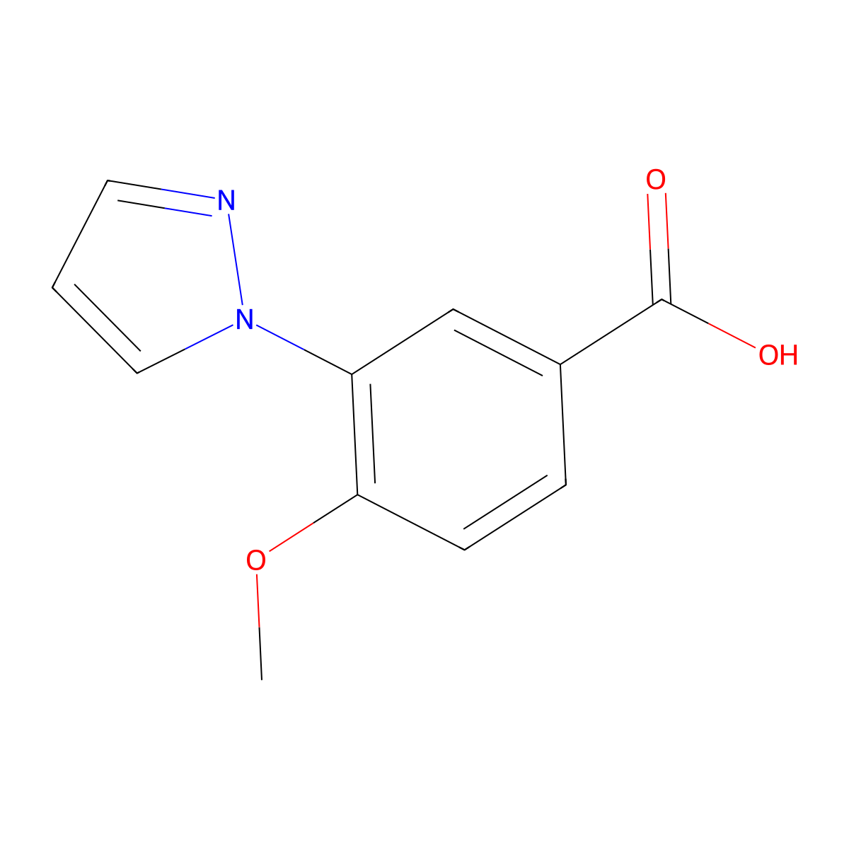 4-methoxy-3-(1H-pyrazol-1-yl)benzoic acid molecular structure, CAS 1368829-85-9