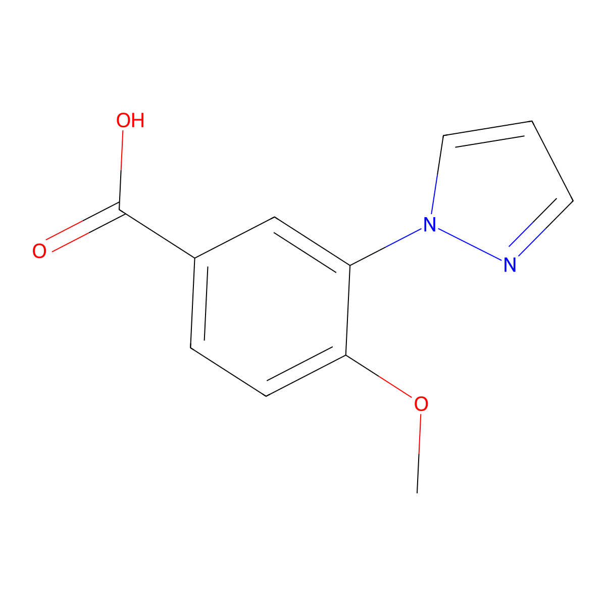 4-methoxy-3-(1H-pyrazol-1-yl)benzoic acid molecular structure, CAS 1368829-85-9