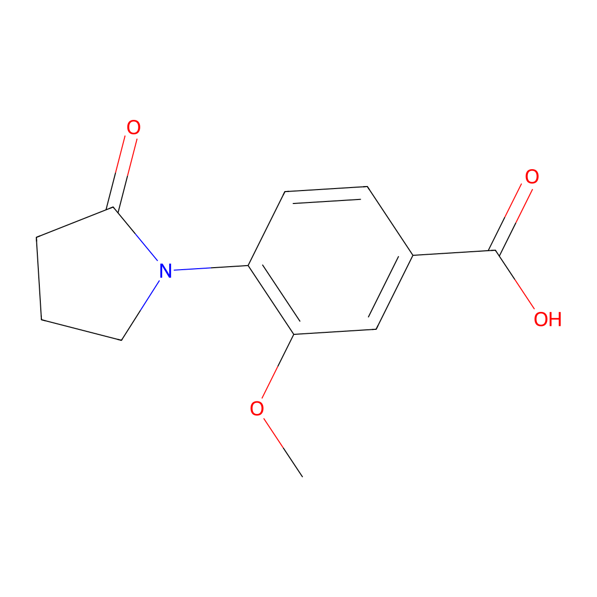 3-Methoxy-4-(2-oxopyrrolidin-1-yl)benzoic acid molecular structure, CAS 1368830-73-2