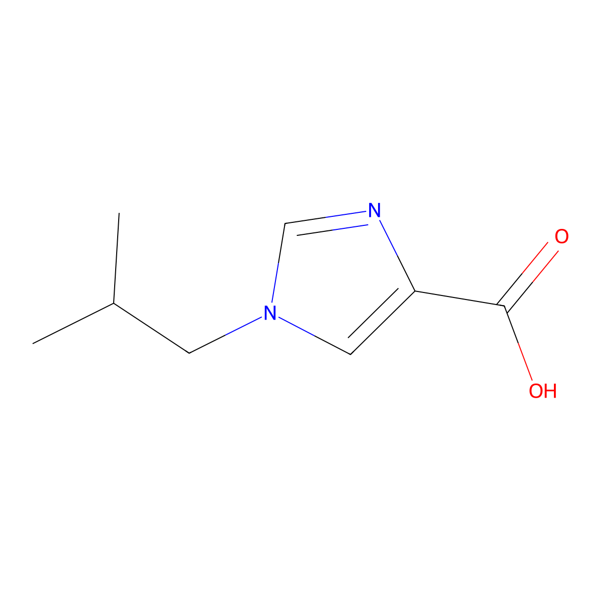 1-(2-methylpropyl)-1H-imidazole-4-carboxylic acid molecular structure, CAS 1368843-09-7