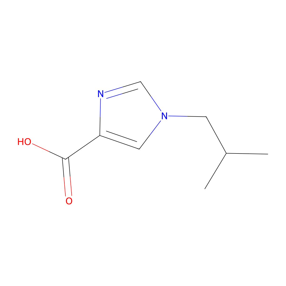 1-(2-methylpropyl)-1H-imidazole-4-carboxylic acid molecular structure, CAS 1368843-09-7