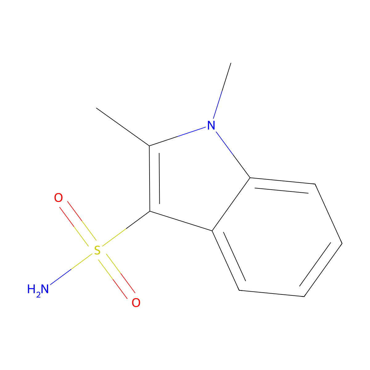 1,2-dimethyl-1H-indole-3-sulfonamide molecular structure, CAS 1368855-49-5