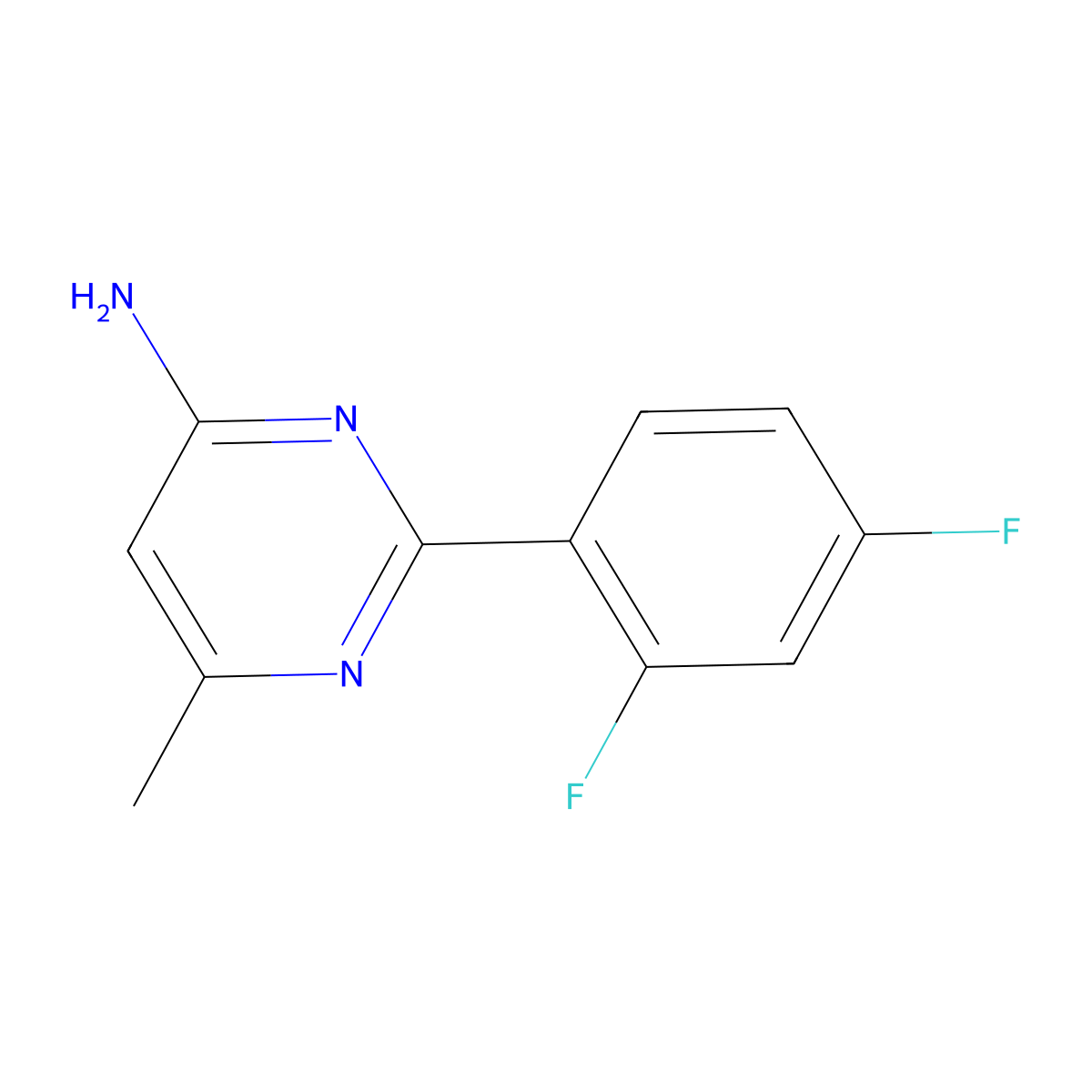 2-(2,4-Difluorophenyl)-6-methylpyrimidin-4-amine molecular structure, CAS 1368858-66-5