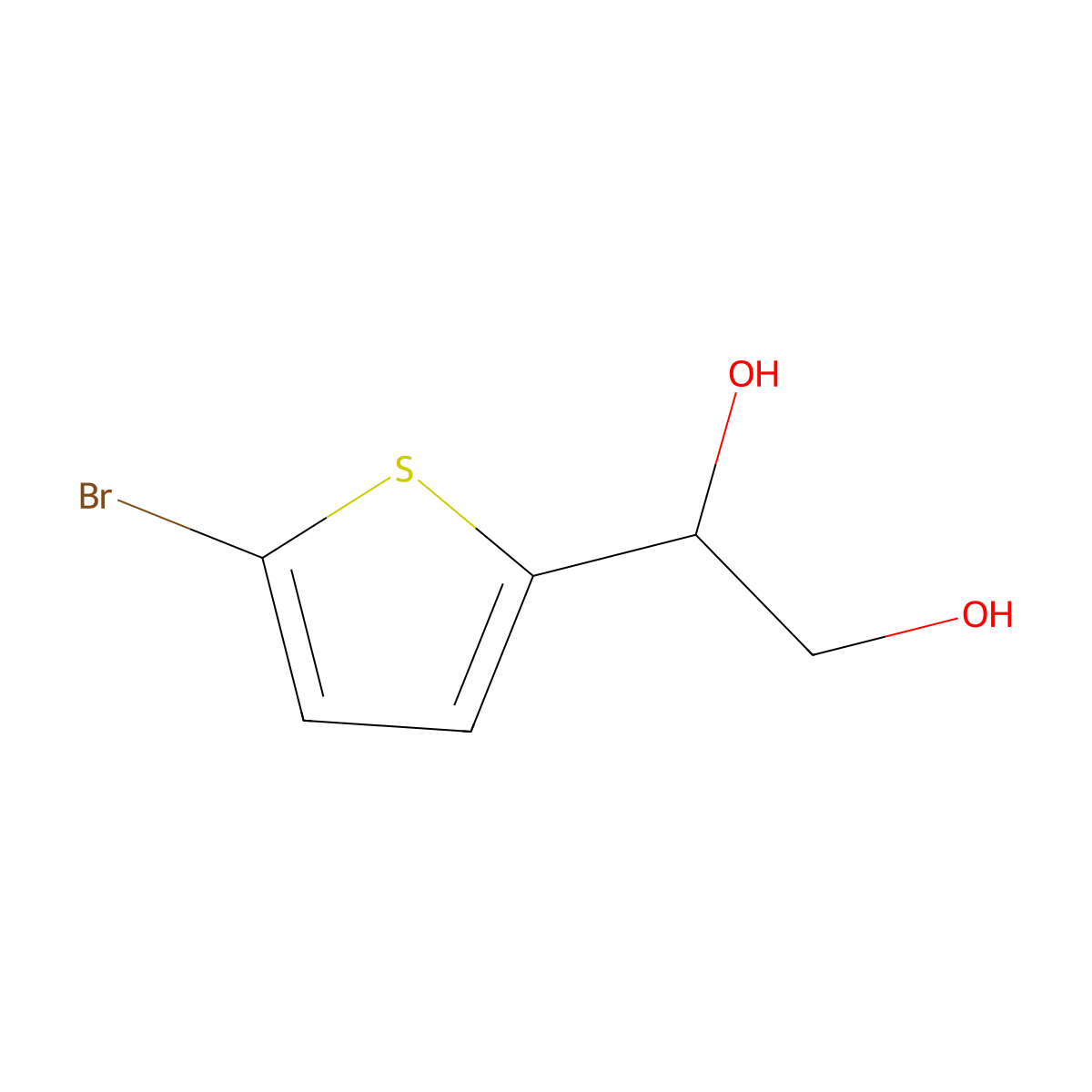 1-(5-Bromothiophen-2-yl)ethane-1,2-diol molecular structure, CAS 1368858-68-7