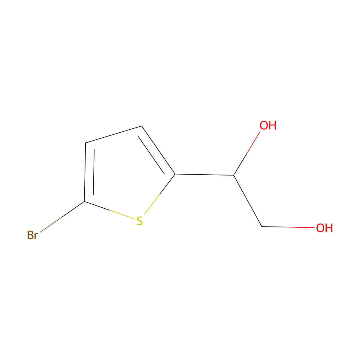 1-(5-Bromothiophen-2-yl)ethane-1,2-diol molecular structure, CAS 1368858-68-7