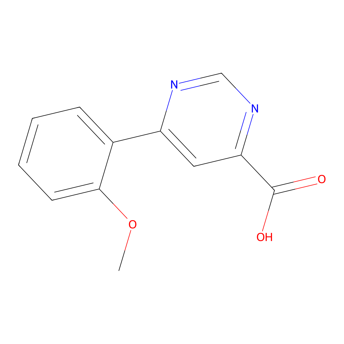 6-(2-Methoxyphenyl)pyrimidine-4-carboxylic acid molecular structure, CAS 1368868-67-0
