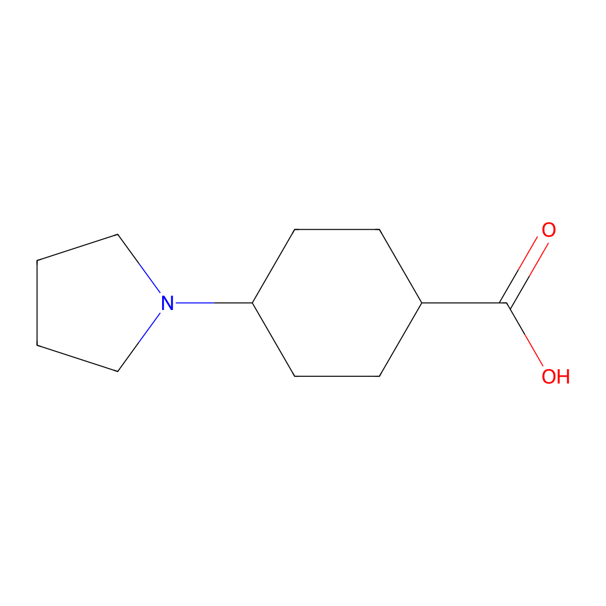4-(Pyrrolidin-1-yl)cyclohexanecarboxylic acid molecular structure, CAS 1368871-80-0