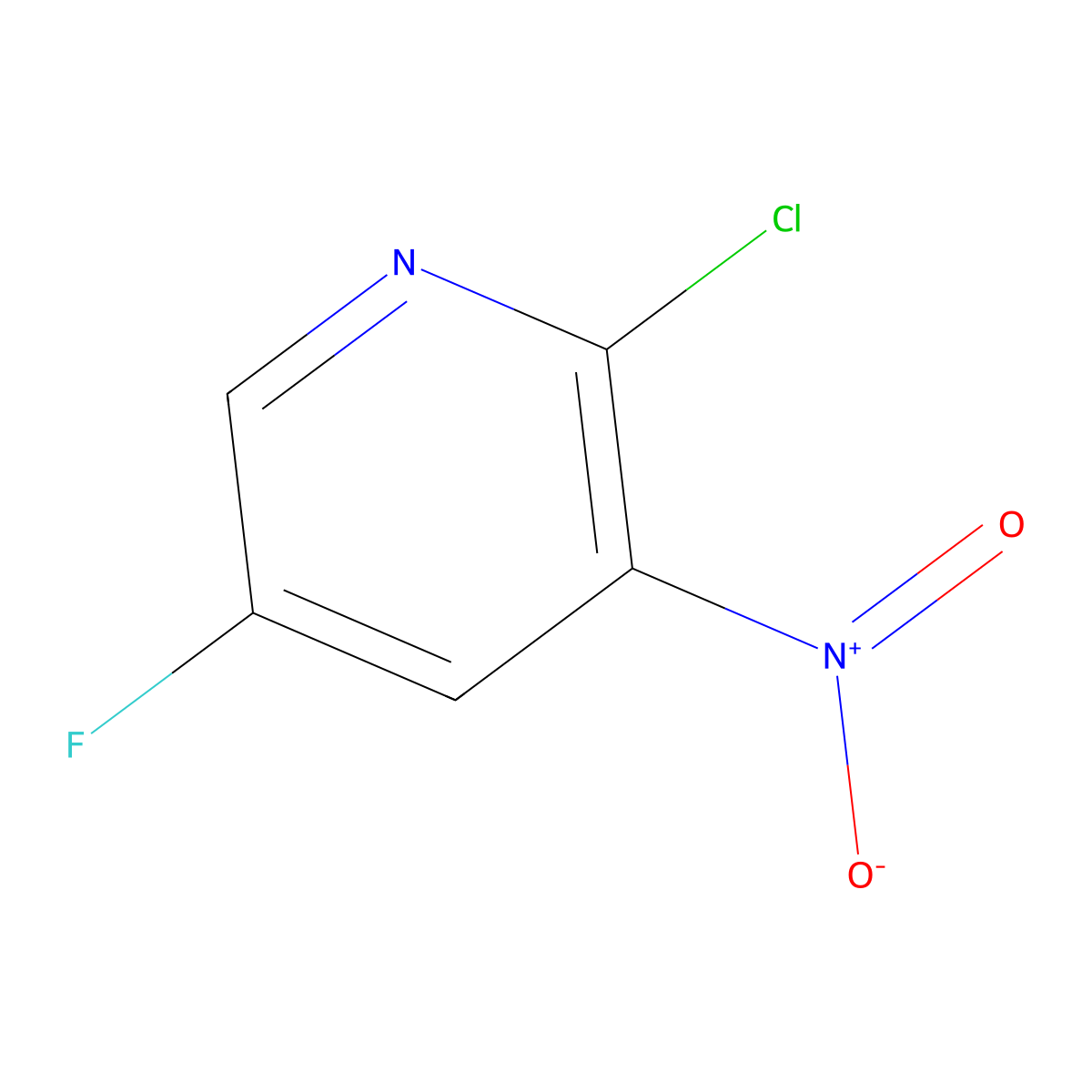 2-Chloro-5-fluoro-3-nitropyridine molecular structure, CAS 136888-21-6