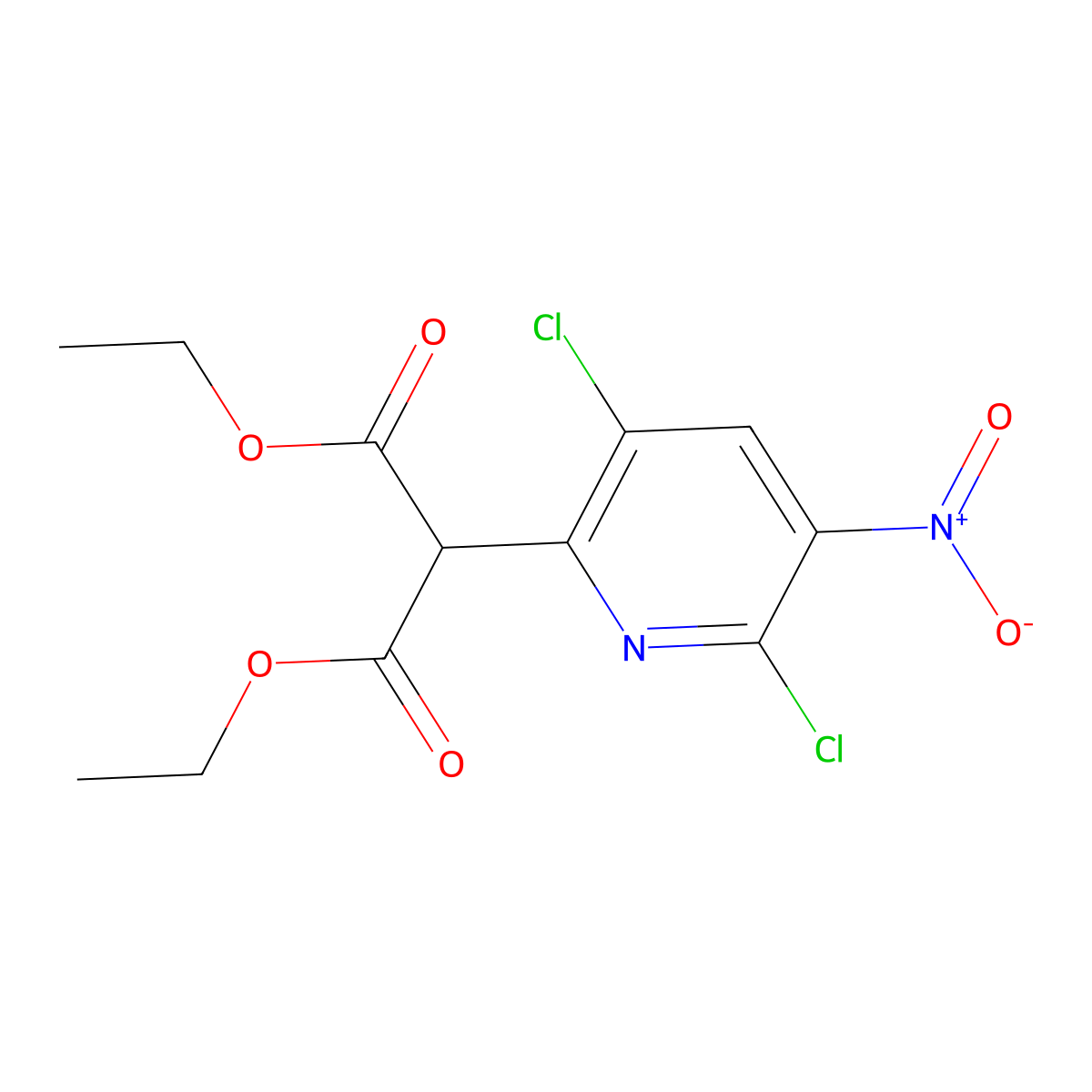1,3-Diethyl 2-(3,6-dichloro-5-nitropyridin-2-yl)propanedioate molecular structure, CAS 136888-77-2