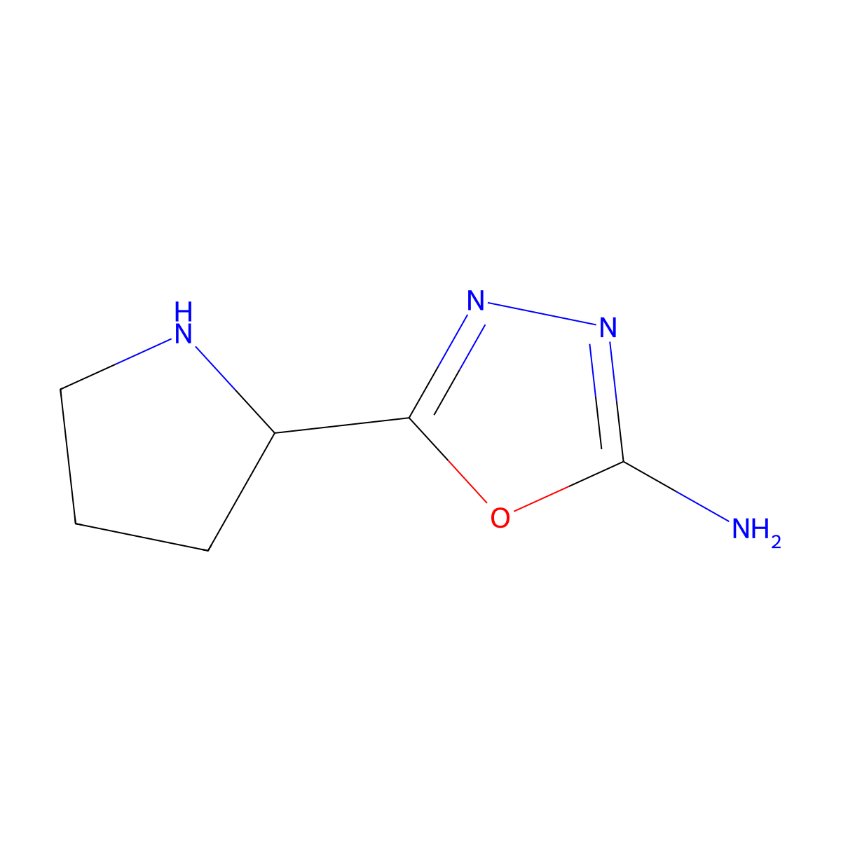 5-(Pyrrolidin-2-yl)-1,3,4-oxadiazol-2-amine molecular structure, CAS 1368880-82-3