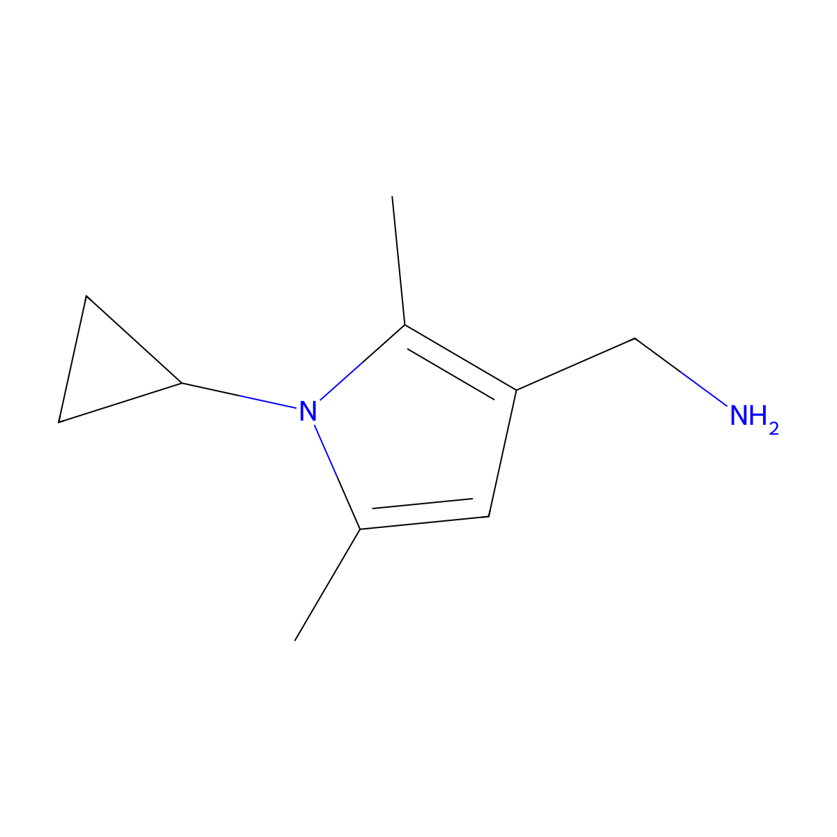 (1-cyclopropyl-2,5-dimethyl-1H-pyrrol-3-yl)methanamine molecular structure, CAS 1368880-90-3